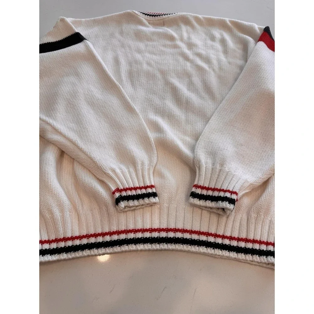 VTG Fox Collection 80s Cable Knit Sweater XL‎ Nautical Preppy Tennis Pull Over